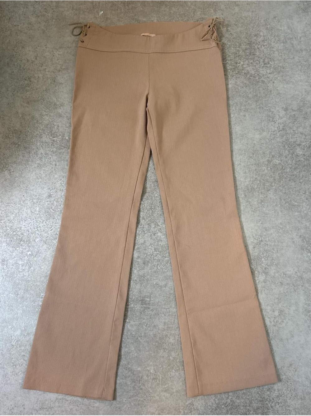 Forever 21 Vintage Low-Rise Light Brown Lace-Up Flare Pants